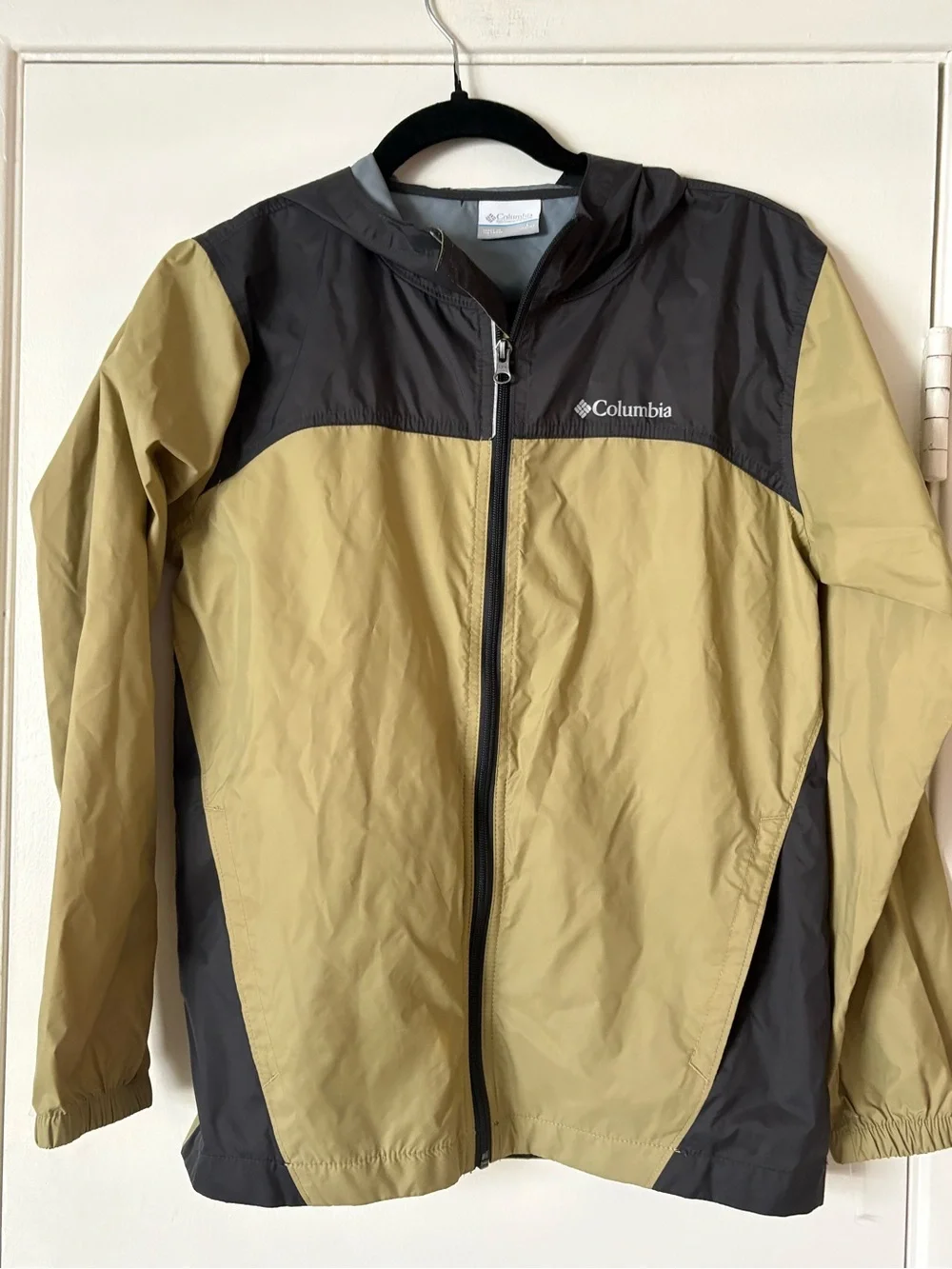 Columbia Glennaker Olive Green and Dark Gray Kids Rain Jacket Size L